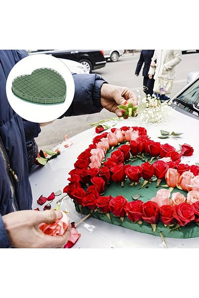 Choice 1 قطعة كبيرة من مكعبات الرغوة الزهرية على شكل قلب مع صينية أكواب الشفط من إسفنجة الزهور الخضراء...