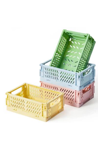 Choice 4pcs 4pcs Mini Folding Plastic Storage Box, Student Desktop Organizer, Hand Account Tape, Stationery