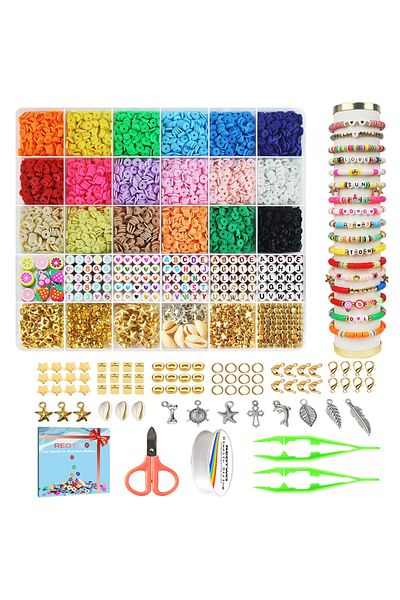 Choice Multi 5100pcs Diy Girls Clay Bead Bracelet Making Kit With Polymer Black Stone Beads And Charms Perf