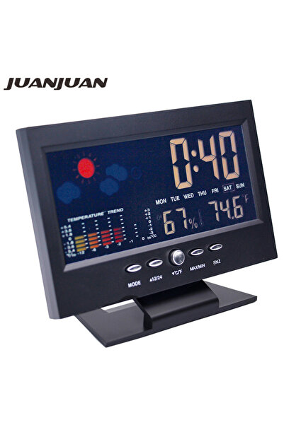 JUANJUAN Digital Thermometer Colorful LCD  For Clock Alarm Calendar Weather Station Voice Control Function...