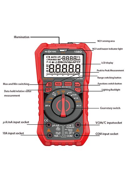 Choice RICHMETERS RM158D NCV Digital Multimeter 60000Counts Auto Ranging AC/DC Voltage Meter Flash Back ...