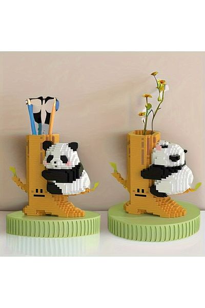 Choice Big Panda Small Building Blocks, Educational Assembled Toys, Office Pen Holder Ornaments, DIY Gifts