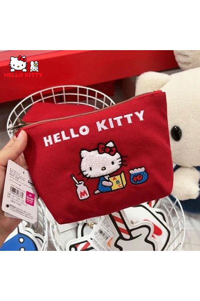 Choice Cartoon Hello Kitty Lipstick Makeup Bag Kawaii Sanrio Embroidery Storagebag Anime Headphone Bag P...
