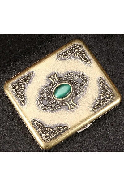 Choice حافظة تخزين سجائر معدنية بنمط ملكي من اليشم العتيق بسعة 20 قطعة