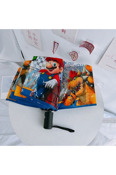 Choice Automatic Anime Super Mario Bros Manual Automatic Umbrella Cartoon Transparent Folding Portable Wind