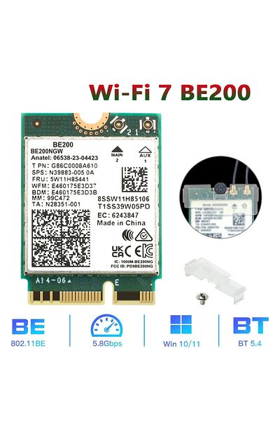 Choice Wifi 7 Be200 New Wi-fi 7 Be200 Bluetooth 5.4 Wifi Card Be200ngw 2.4/ 5/ 6 Ghz 5.8 Gbps For Windows 1