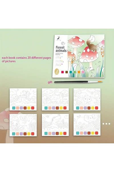 Choice Blue 1pcswatercolor Painted Notes Children's Set Painting, Filling, Watercolor Pigment Painted Book