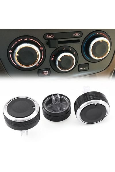 Choice 3Pcs/set Aluminum Alloy Car Air Condition Knob AC Button Knob for Nissan TIIDA NV200 LIVINA 04-10...