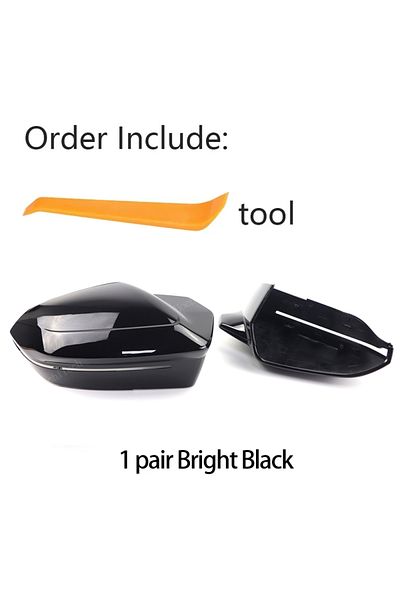 Choice Black M Look Replacement Bright Black Side Mirror Cover Caps For Bmw 5 7 I5 I7 Series G60 G61 G68 G7