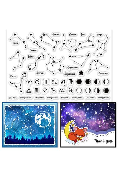 Choice Aech-03939 1 Sheet Moon Phase Clear Stamps For Diy Scrapbooking Decor Constellations Planetary Map T