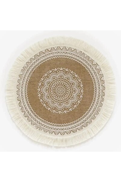 Choice مفارش طاولة مستديرة بنمط بوهو، مقاس 38×38 سم، مصنوعة من قماش الجوت الم...