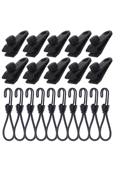 Choice مشبك قماش التخييم الأسود، مشبك حبل مرن، مشبك قماش شديد التحمل، مشبك خيمة، مشبك بنجي كور