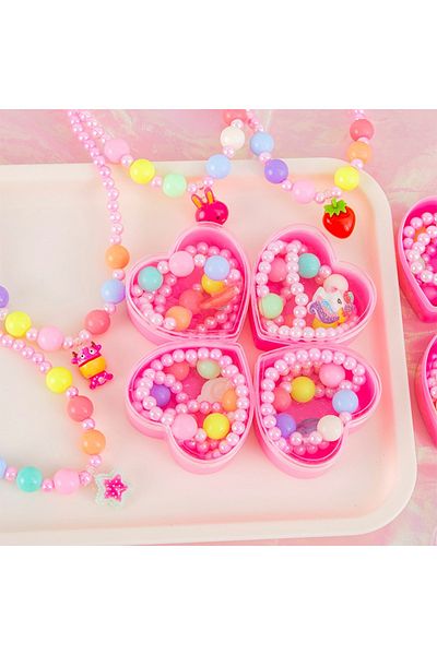 Choice 10pcs 5/10 Pcs Cute Peach Shaped Box Beaded Necklace Girls Birthday Party Wedding Guest Gifts, Back