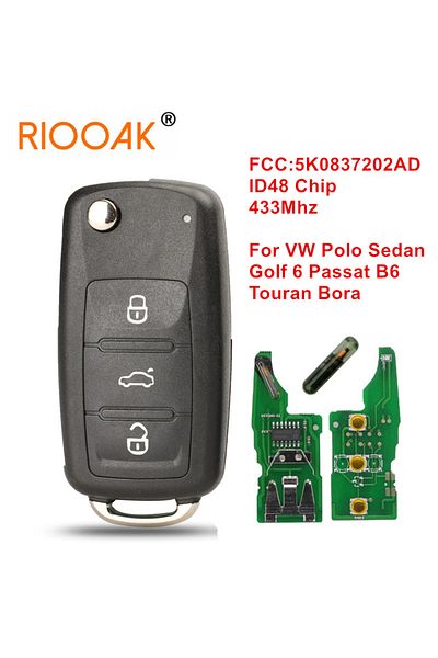 Choice 1pcs 1/2/3/5pcs 433mhz Id48 Chip Flip Remote Key 5k0837202ad For Vw Polo Sedan Golf 6 Passat B6 Volk