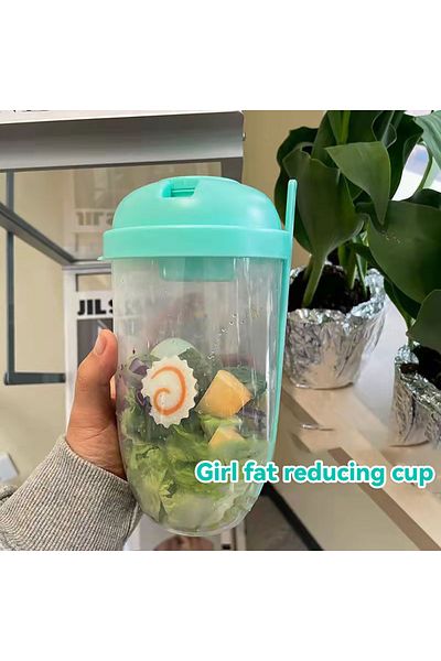 Choice Green 1pc White/green Portable Bottle Salad Container Bottle-shaped Bento Salad Bowl For Lunch Salad