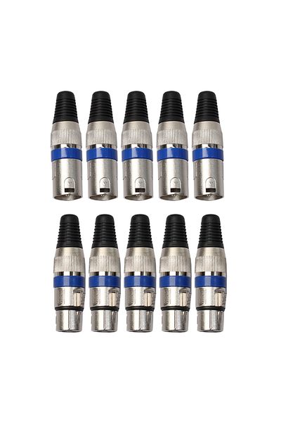 Choice 5 Pairs XLR 3 Pin Female MIC Jack Plug Audio Microphone Cable Connector Blue NG4S