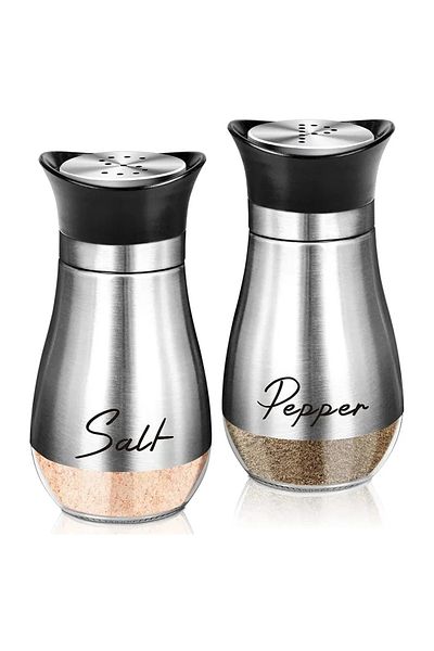 Choice Light Grey Factory Sale Salt and Pepper Shakers Set Glass Bottom with Stainless Steel Lid for Kitche