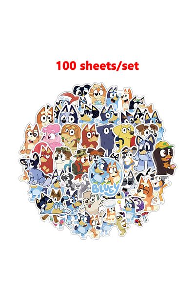 Choice 100pcs 50-100pcs Graffiti Bluey Bingo Stickers Creative Cartoon Refrigerator Sticker Diy Luggage Not
