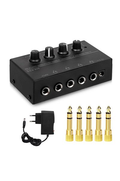 kebidu Black Eu Plug Mini Stereo Headphone Amplifier 4 Channels Ha400 Ultra-compact Audio Amplifier Power A