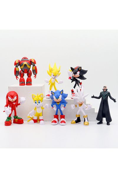 Choice A-8pcs-set 12pcs/set Cute Sonic Character Toy Hedgehog Shadow Tail Anime Figure Model Dolls Childre