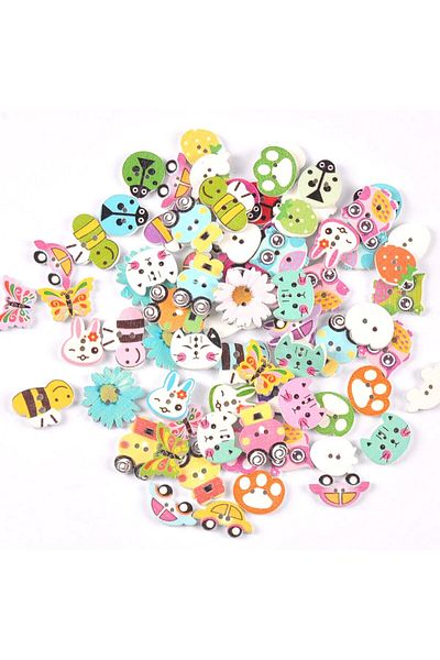 Choice Mt2660-mix 50pcs 1-2cm Mixed Mini Wood Animal Buttons Handmake Scrapbooking Crafts Sewing Clothing A