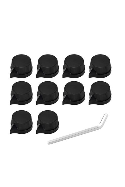 DAIERBUMP Black Color 10pcs Davies 1400 Potentiometer Volume Control Knob Knurled Pointer Guitar Kno