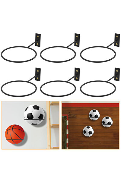 Choice حامل كرات أسود مكون من 6 قطع، حامل كرات مثبت على الحائط، رف عرض موفر ل...