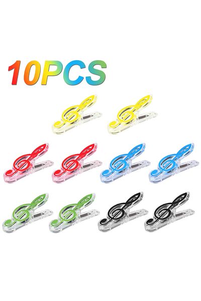 VKTECH 10pcs 5 Color 1-10pcs Plastic Musical Note Letter Paper Clip Piano Music Book Sheet Spring Holder Fo