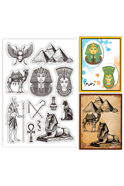 Choice AECH-21409 طوابع شفافة من السيليكون لأهرامات مصر وأبو الهول والجمل وقط...