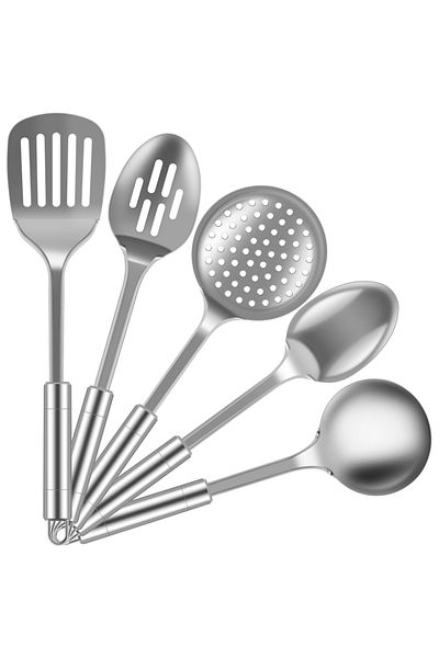 Choice Silver 5pcs Stainless Steel Kitchenware Cooking Utensils Set Kitchen Non-stick Cooking Utensils Baki