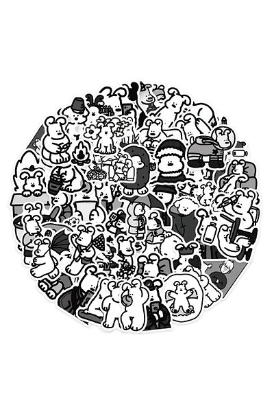 Choice 62pcs 62pcs Black And White Stick Figure Style Dog Stickers Graffiti Funny Kids Diy Decals Gift Toy