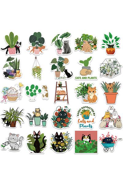 Choice 50PCS Cartoon Cat Plant Personalized Graffiti Creative Sticker Desk Refrigerator Mobile Phone Ska...