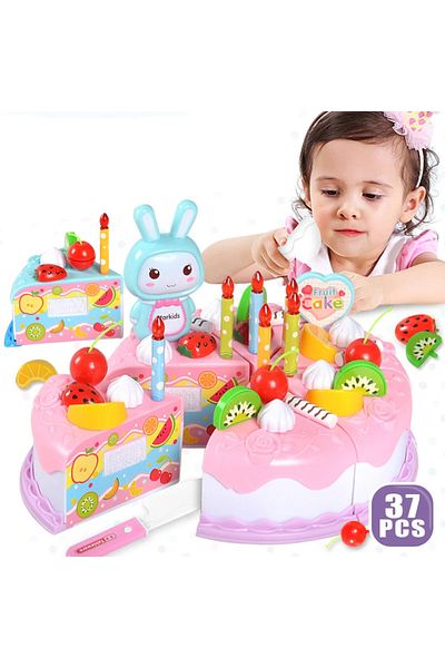 Choice Pink Kids Toy Simulation Diy Birthday Cake Model Kitchen Pretend Play House Cutting Fruit Food Toy F