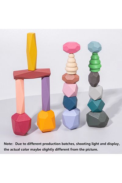 Choice 18pcs 18 Pcs Wooden Stacking Rocks Building Blocks, Colored Solid Wood Stones Pre-school Educational