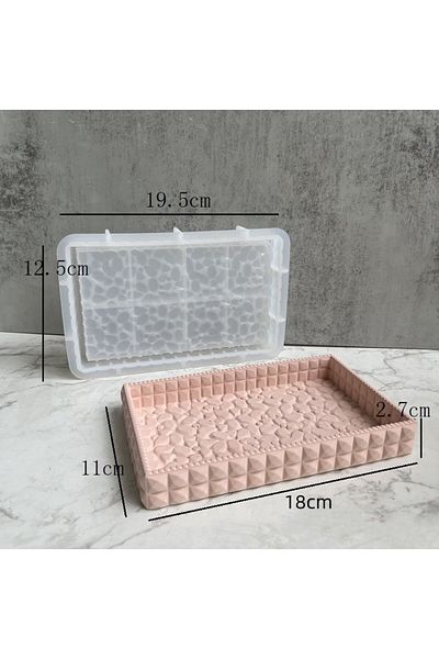 Choice Silicone Mold 7.67in/19.5cm Large Diamond Leather Pattern Jewelry Tray Silicone Mold - Epoxy Resin C