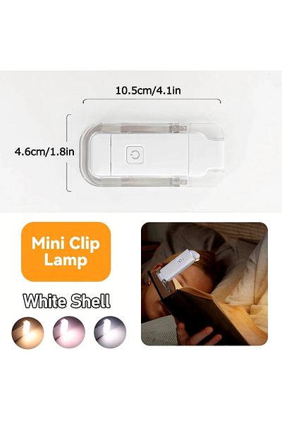 GOTOBE White Shell Mini Book Light Led Usb Rechargeable Reading Lamp Eye Protection Night Light Portable Cl