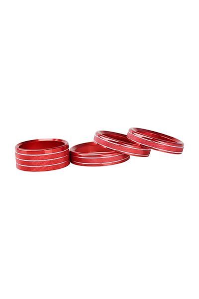 YOCTM Red 4pack Auto Lamp Air Conditioner Rotary Button Cover Trim For Jeep Wrangler Jl 2018 2019 2020 202