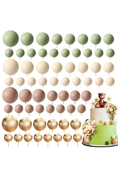 Choice Sage Green Ball Cake Toppers Mini Balloons Foam Balls Cake Topper For Bear Birthday Party Baby Showe