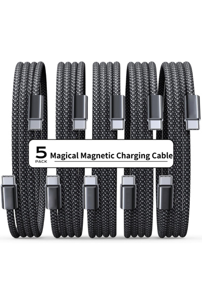 Choice مجموعة من 5 كابلات من النوع C إلى C PD 100 وات مغناطيسية مضادة لللف من النوع C إلى C سلك شحن سريع