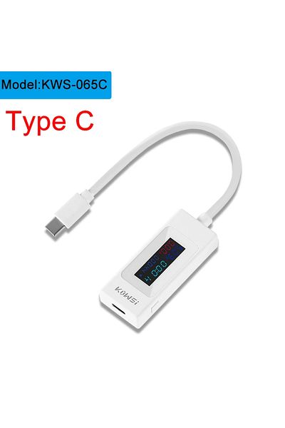 TELEHILL Kws-065c White Dc Type-c Tester 4-30v Voltage Meter Digital Ammeter 6.5a Current Energy Wattmeter Me
