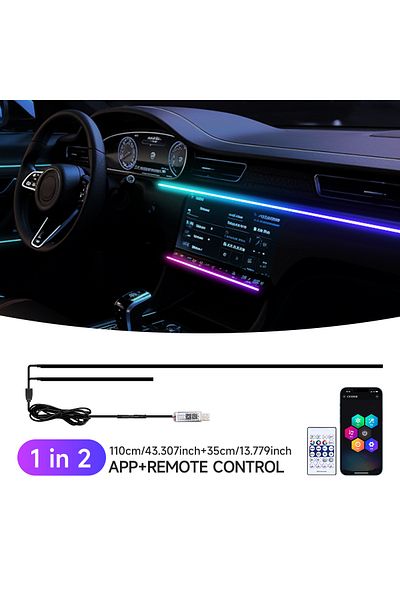 Choice Dual Control 2in1 Rgb Usb Car Interior Ambient Light Rainbow Acrylic Strip Led Symphony App Music Co