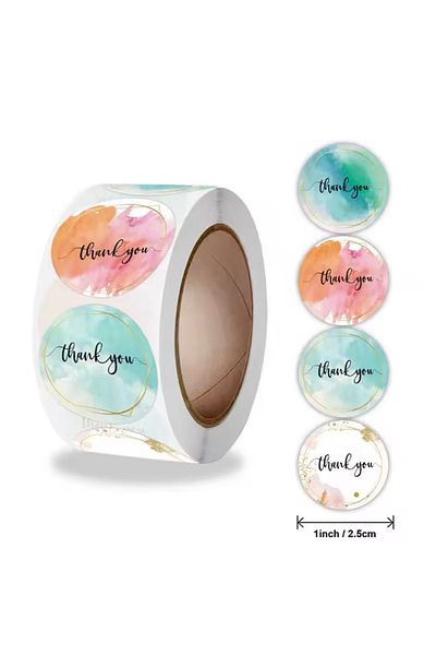Choice Other 1 Roll 500pcs/roll Thank You Stickers 2.5cm Cute Pink Gold Labels For Small Business Or Weddin