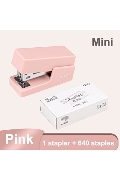 Choice مجموعة دباسة صغيرة وردية اللون، آلة تجليد ورق ملونة محمولة، تستخدم 24/6 26/6 دبابيس، أدوات مكتبية أنيقة