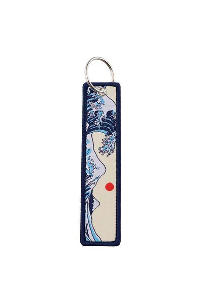 Choice 3cmx13 Cm Black Jdm Japanese Waves Art Drawing Embroidery Key Fobs Backpack Key Tags Motorcycles Key