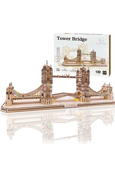 Choice W0214p With Box Ury 3d Wooden Puzzle England London Tower Bridge With Light Led Retro Assembly Souve