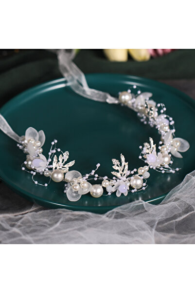 Choice عصابة رأس من الكريستال واللؤلؤ الفضي للعروس، رباط شعر من أحجار الراين،...