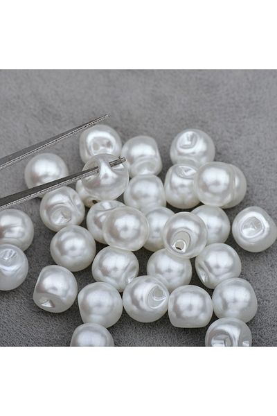 Choice JUNAO 8mm 10m 12mm White Pearl Buttons Sewing Rhinestone Button Decorative Round Plastic Button P...