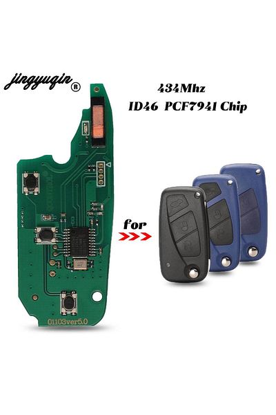 jingyuqin 3 Buttons 434Mhz Remote Car Key Circuit Board ID46 PCF7941 Chip Fob for Fiat Panda 2007...