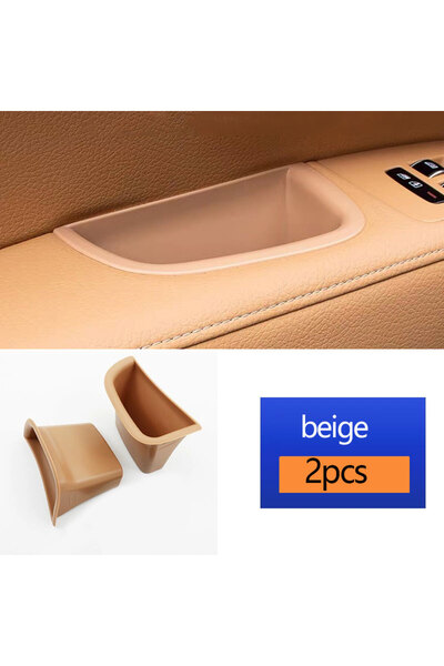 Choice صندوق تخزين منظم لباب السيارة الأمامي باللون البيج، قطعتين، حامل لملحق...