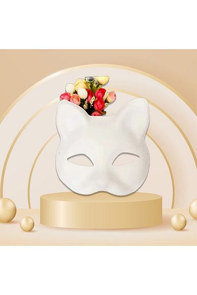 Choice 10pc 3/5/10/20/30/pcs Therian Masks White Cat Masks Blank Diy Halloween Mask Animal Half Facemasks M